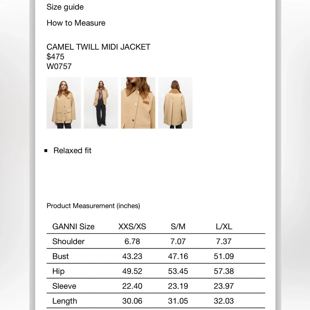 GANNI Camel Twill Midi Jacket - Picture 12 of 12